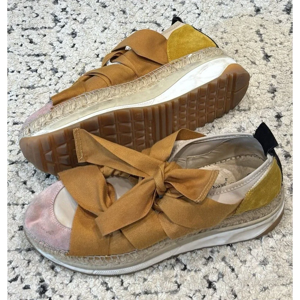Free People Mustard Yellow and Blush Espadrille Sneakers